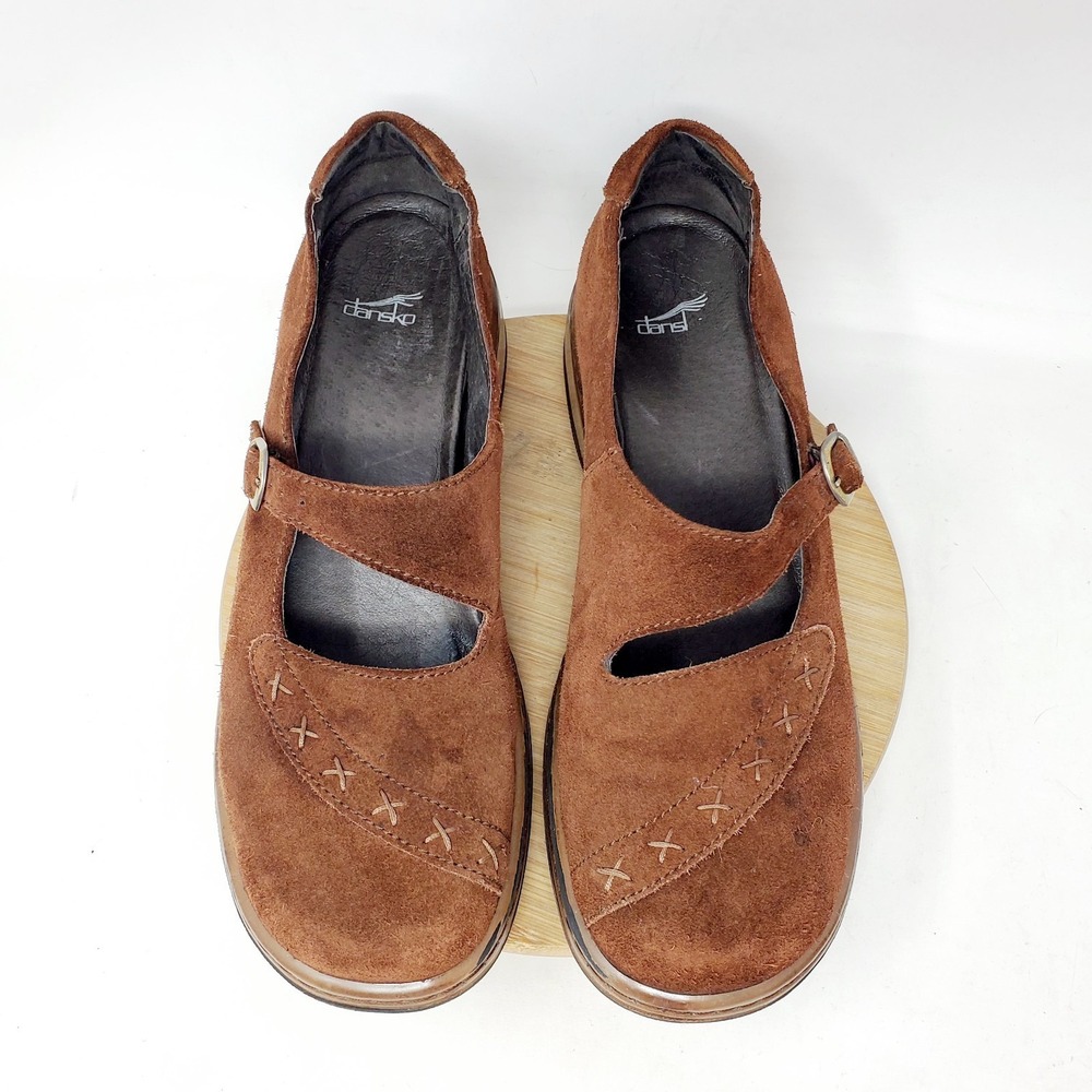 Dansko Mary Jane Shoes Womens 42 Brown Suede Leather Chunky Y2K Academia Retro